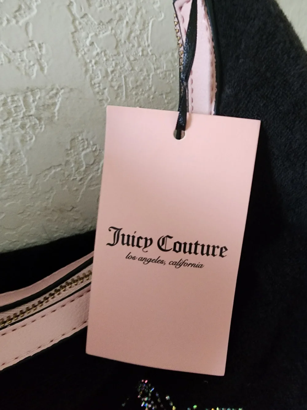 Juicy Couture Black and Pink Hobo Bag with Heart Coin Pouch